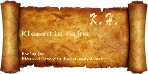 Klementis Hajna névjegykártya
